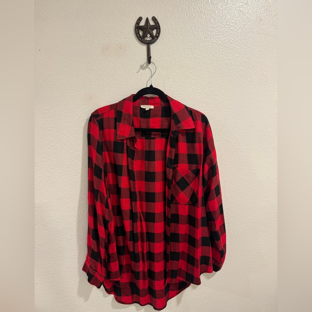 Rebellion Red and Black Checkered Long Sleeve Shirt